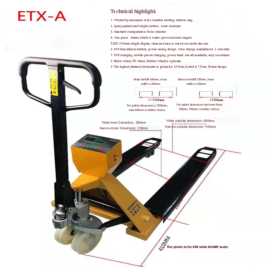 ETX-A series Pallet truck scale